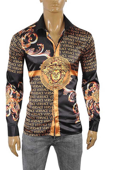 versace men black shirt|Versace shirt black and gold.